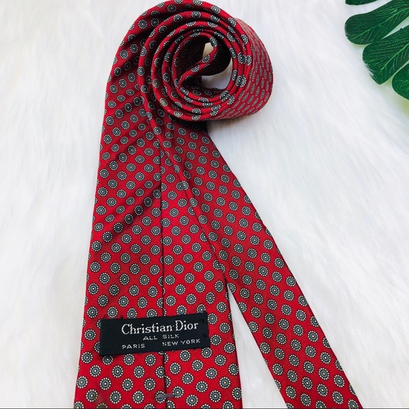 Vintage Christian Dior All Silk Men Tie Vintage Tie Red - Picture 4 of 6